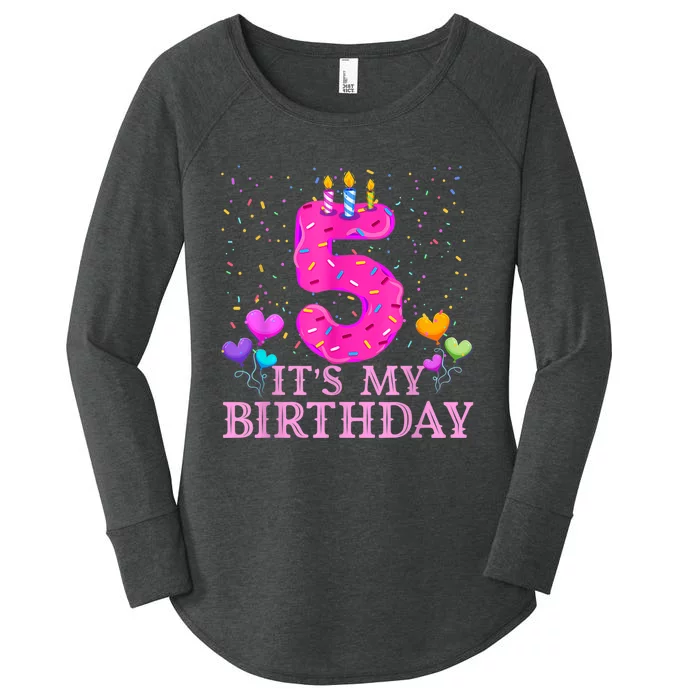 It's My 5th Birthday Sweet donut Happy 5 Year Old Women's Perfect Tri Tunic Long Sleeve Shirt