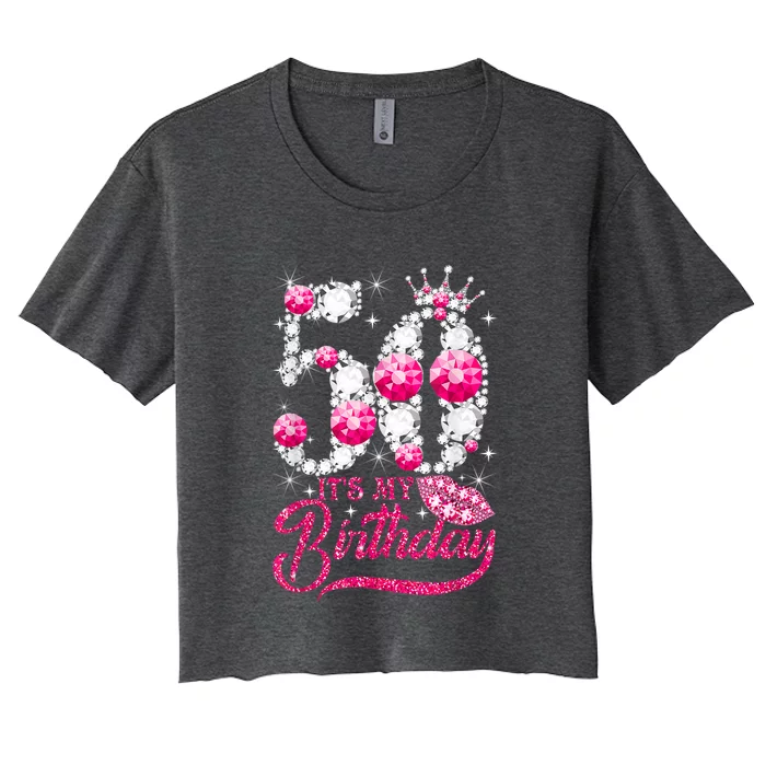 It's My 50th Birthday Queen 50 Years Old Shoes Crown Diamond Women's Crop Top Tee