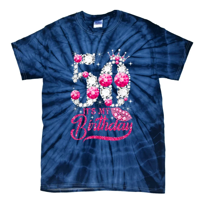 It's My 50th Birthday Queen 50 Years Old Shoes Crown Diamond Tie-Dye T-Shirt