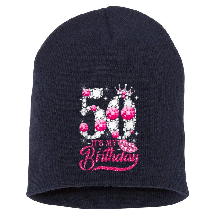 It's My 50th Birthday Queen 50 Years Old Shoes Crown Diamond Short Acrylic Beanie