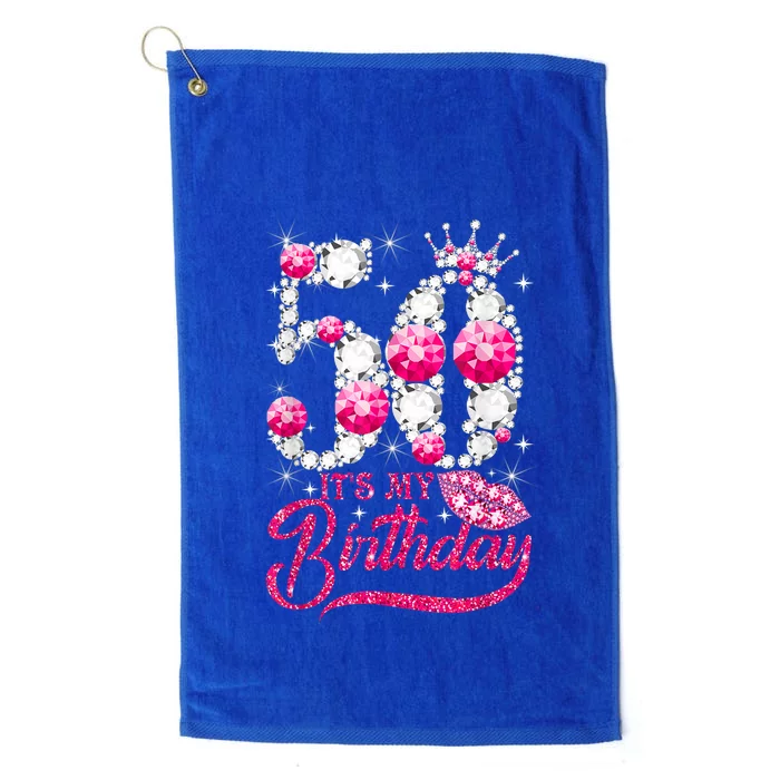 It's My 50th Birthday Queen 50 Years Old Shoes Crown Diamond Platinum Collection Golf Towel