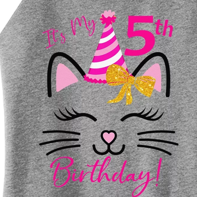 It's My 5th Birthday Funny Cat Birthday 5 Year Old Women’s Perfect Tri Rocker Tank