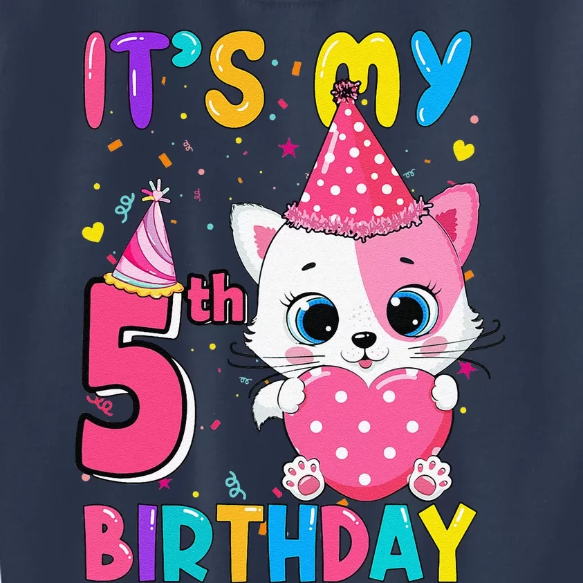 Its My 5th Birthday Funny Cat Birthday 5 Year Old Gift Kids Sweatshirt