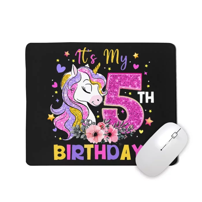 Its My 5th Birthday Unicorn 5 Years Old Gifts Ns Mousepad