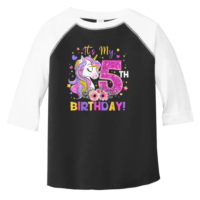 It's My 5th Birthday Unicorns Funny 5 Year Old Gift Toddler Fine Jersey T-Shirt