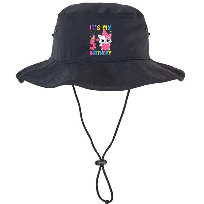 ItS My 5th Birthday Girl Funny Cat Birthday 5 Year Old Legacy Cool Fit Booney Bucket Hat