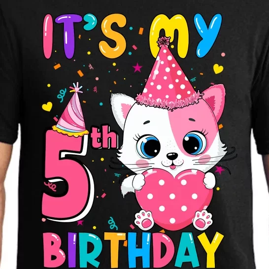 ItS My 5th Birthday Girl Funny Cat Birthday 5 Year Old Pajama Set