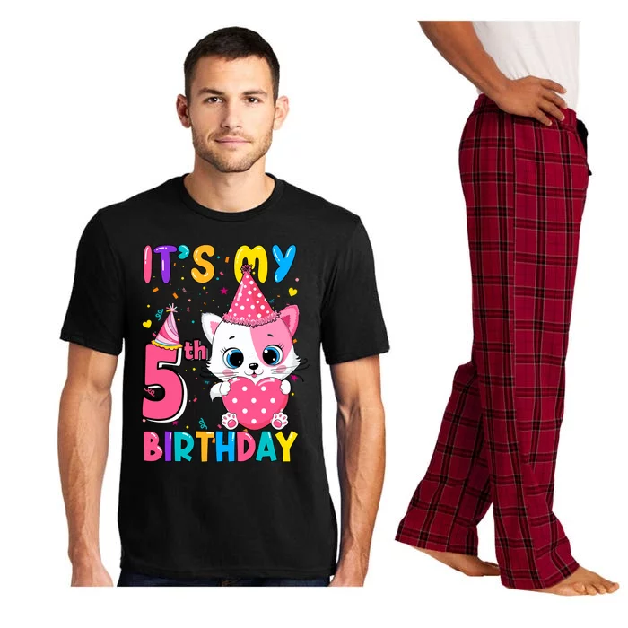 ItS My 5th Birthday Girl Funny Cat Birthday 5 Year Old Pajama Set