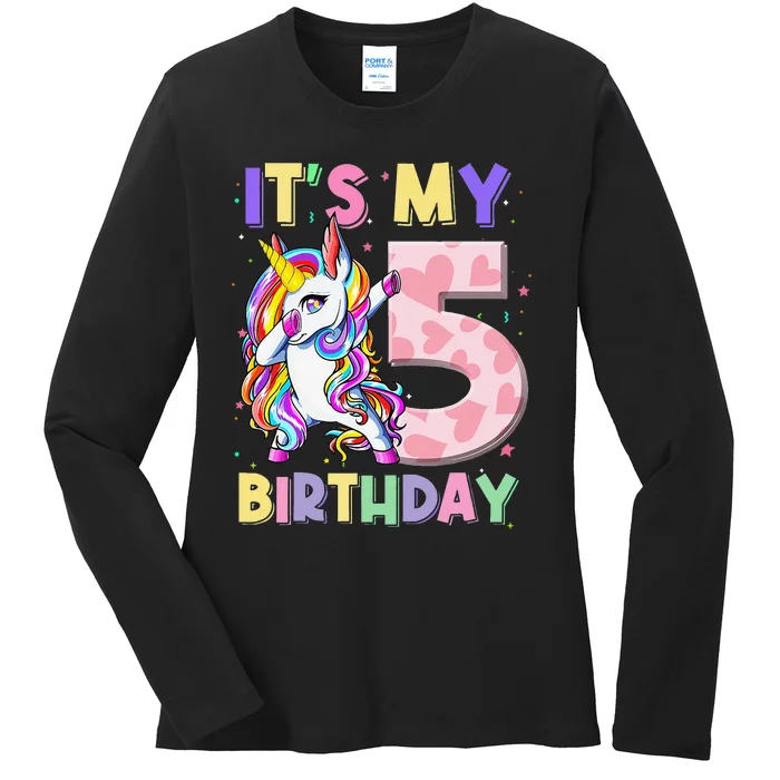 Its My 5 Birthday Unicorn Outfits For Cute Ladies Long Sleeve Shirt