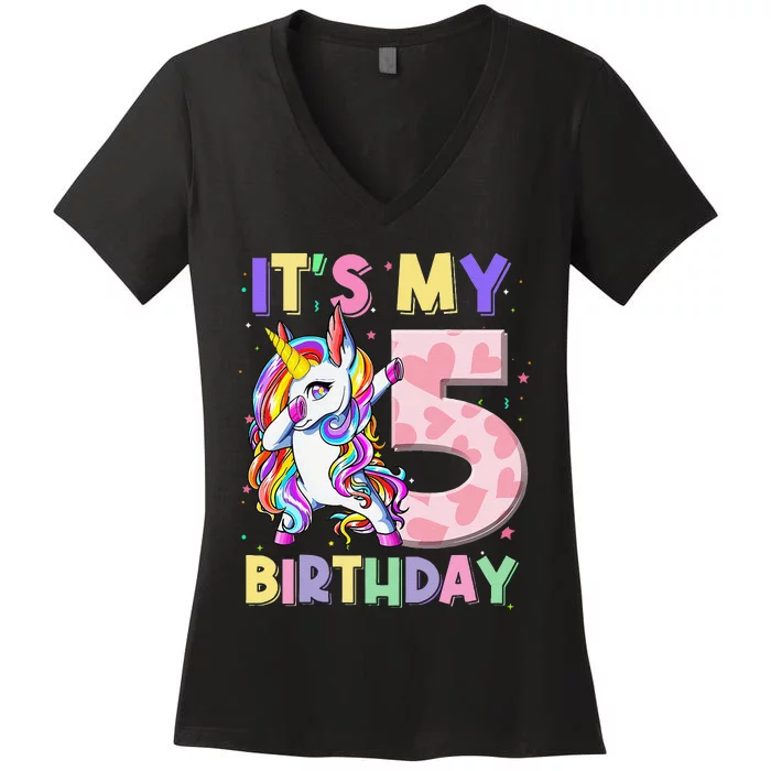 Its My 5 Birthday Unicorn Outfits For Cute Women's V-Neck T-Shirt