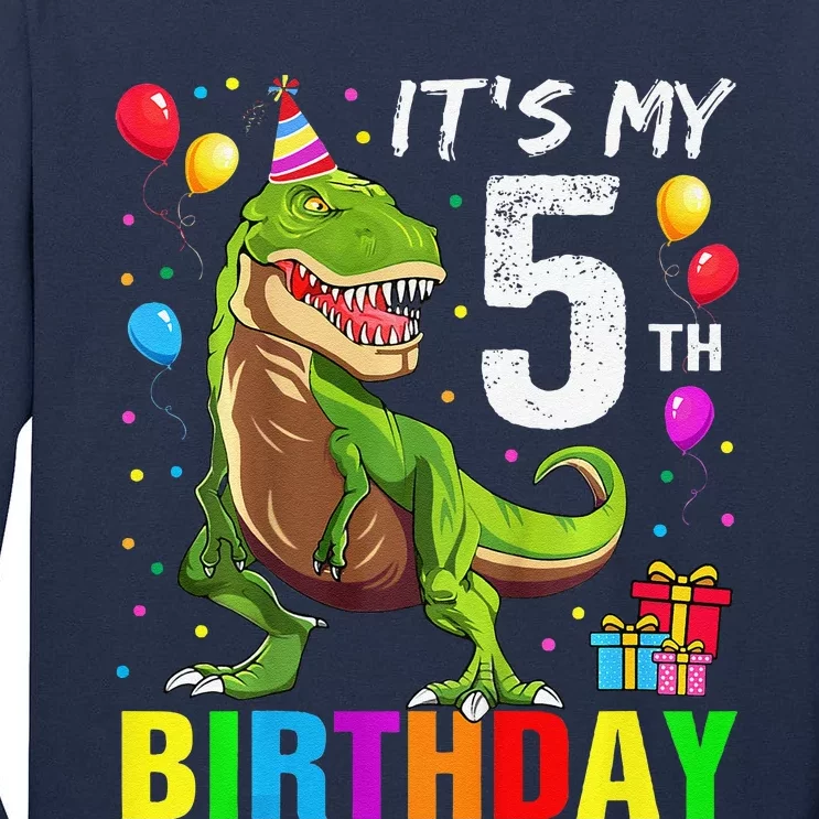 ItS My 5th Birthday Happy 5 Year Trex Tall Long Sleeve T-Shirt