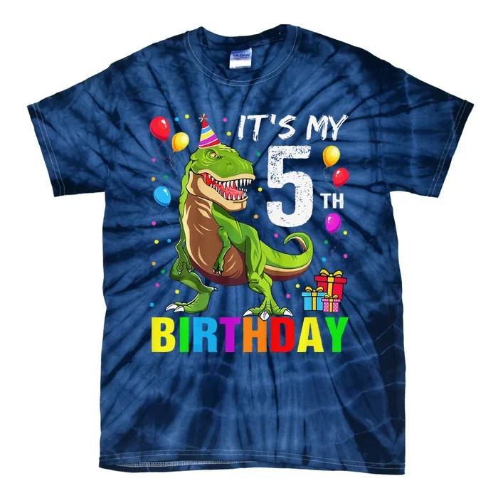 ItS My 5th Birthday Happy 5 Year Trex Tie-Dye T-Shirt