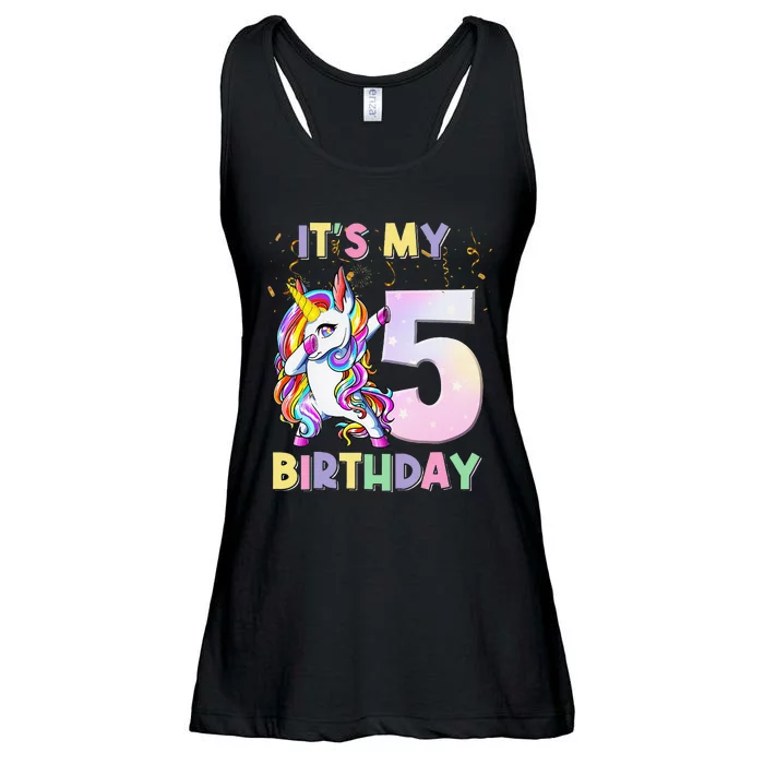 It's My 5th Birthday Unicorn 5 Year Olds Outfit Ladies Essential Flowy Tank