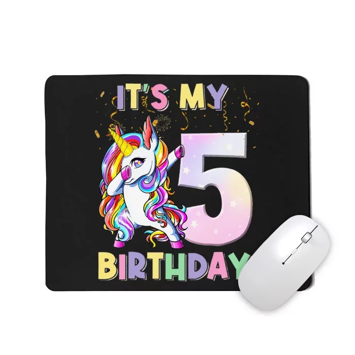 It's My 5th Birthday Unicorn 5 Year Olds Outfit Mousepad