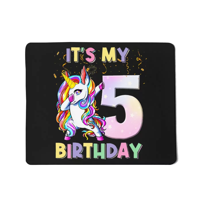 It's My 5th Birthday Unicorn 5 Year Olds Outfit Mousepad