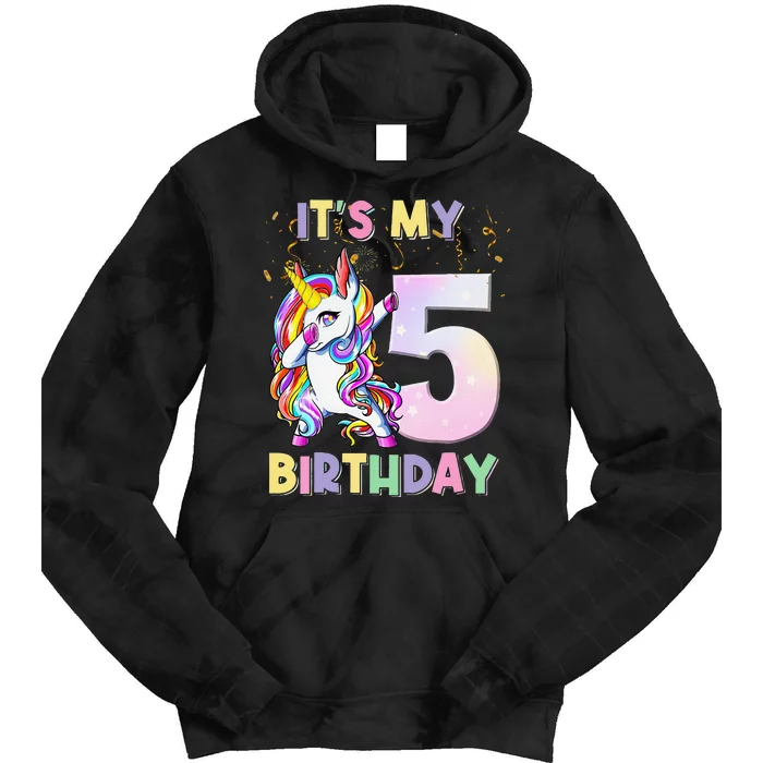 It's My 5th Birthday Unicorn 5 Year Olds Outfit Tie Dye Hoodie