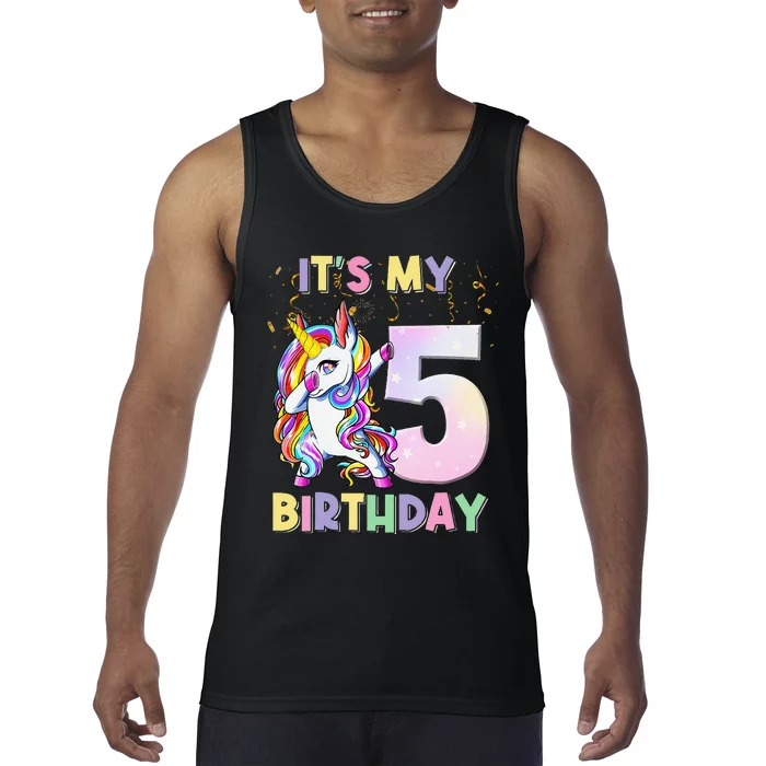 It's My 5th Birthday Unicorn 5 Year Olds Outfit Tank Top