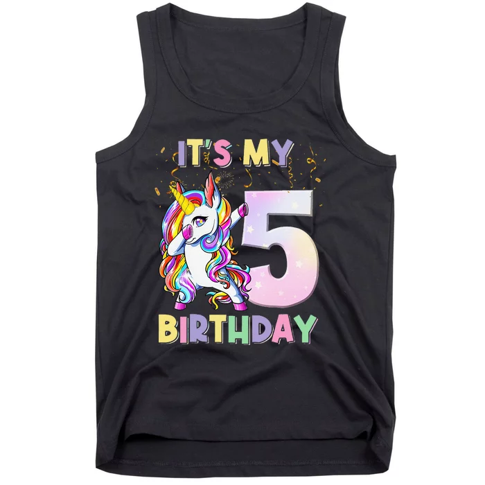 It's My 5th Birthday Unicorn 5 Year Olds Outfit Tank Top