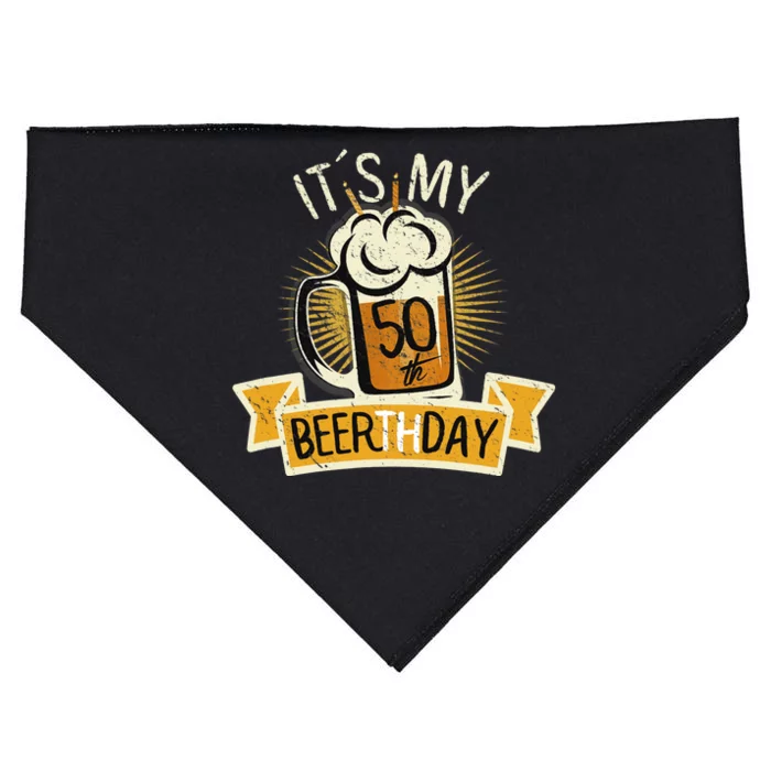 It's my 50th Beerth Day Birthday Beer Candle USA-Made Doggie Bandana