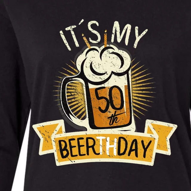 It's my 50th Beerth Day Birthday Beer Candle Womens Cotton Relaxed Long Sleeve T-Shirt