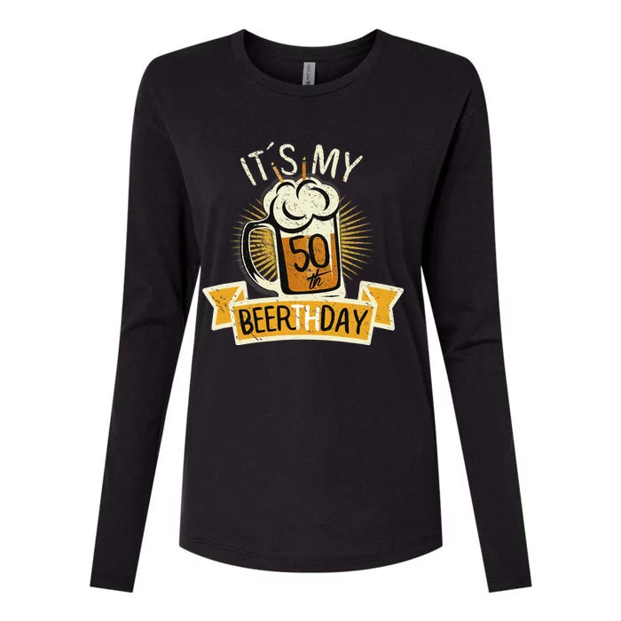 It's my 50th Beerth Day Birthday Beer Candle Womens Cotton Relaxed Long Sleeve T-Shirt