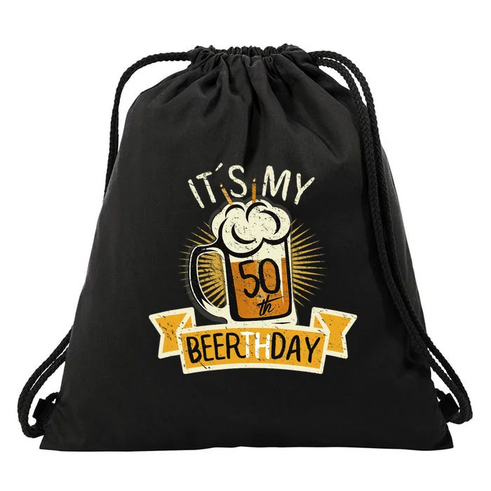 It's my 50th Beerth Day Birthday Beer Candle Drawstring Bag