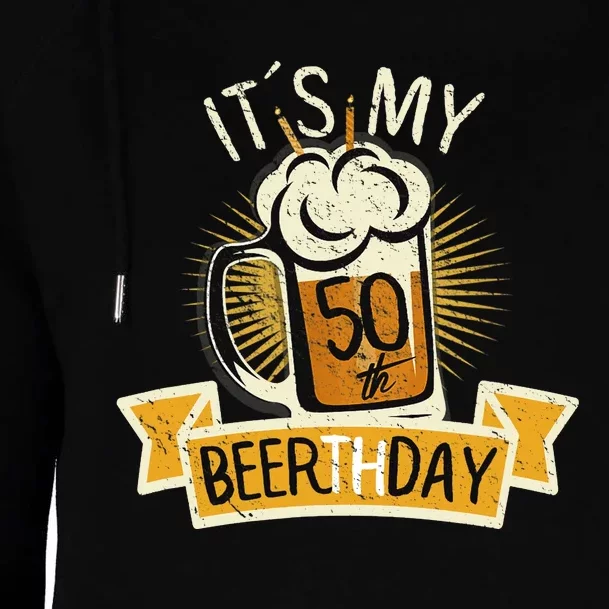 It's my 50th Beerth Day Birthday Beer Candle Womens Funnel Neck Pullover Hood