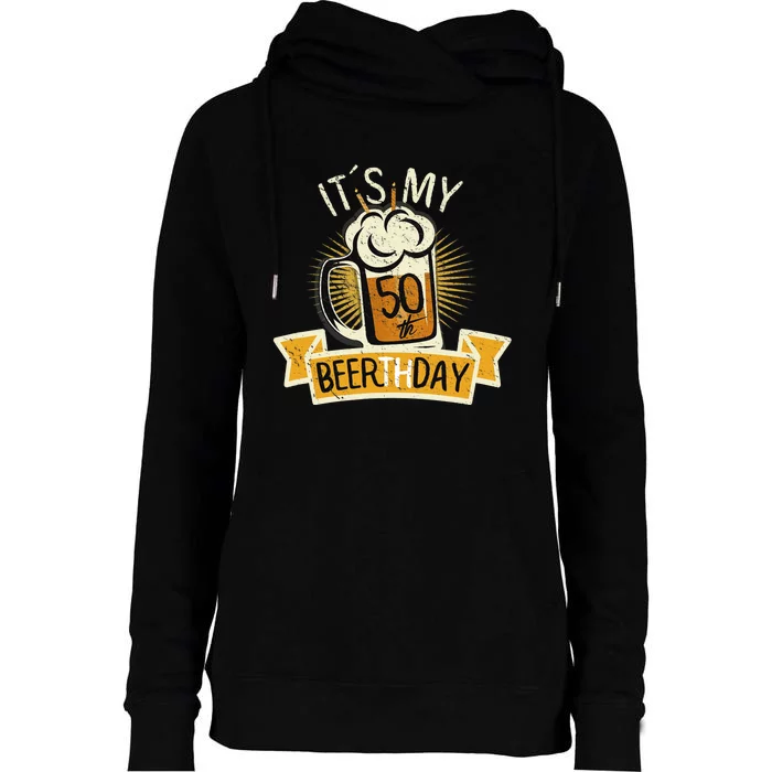 It's my 50th Beerth Day Birthday Beer Candle Womens Funnel Neck Pullover Hood