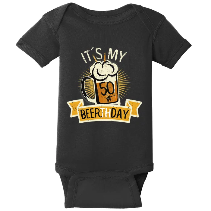 It's my 50th Beerth Day Birthday Beer Candle Baby Bodysuit