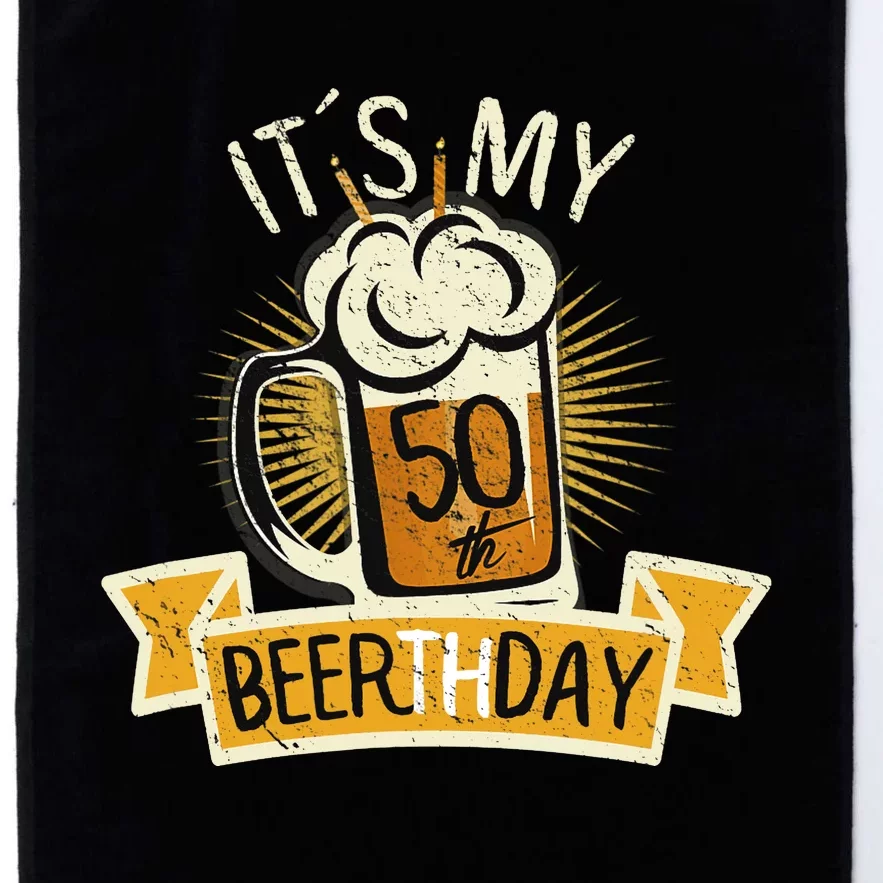 It's my 50th Beerth Day Birthday Beer Candle Platinum Collection Golf Towel