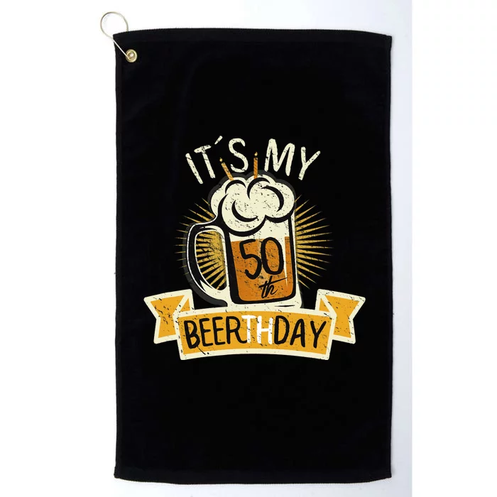 It's my 50th Beerth Day Birthday Beer Candle Platinum Collection Golf Towel