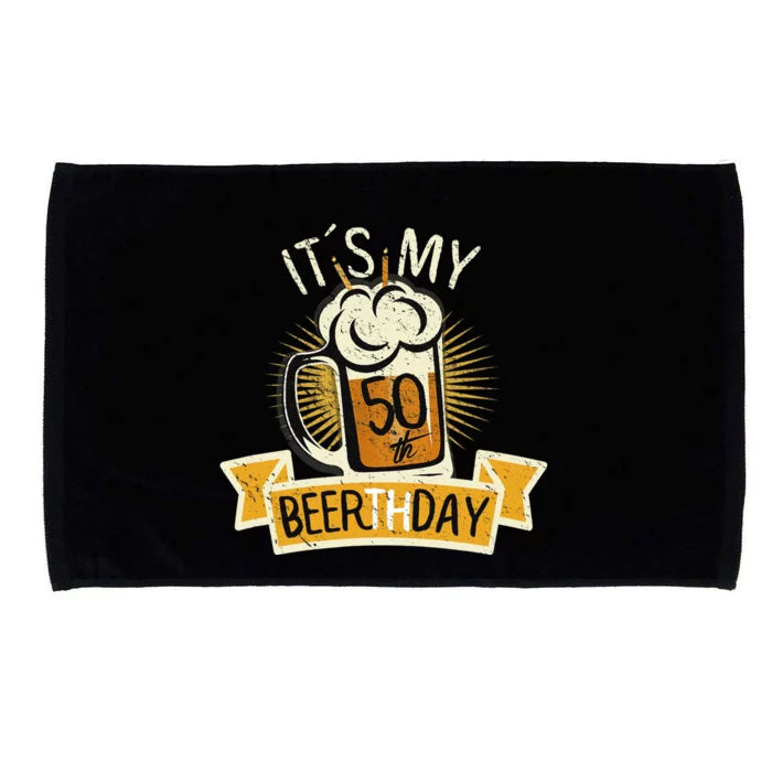 It's my 50th Beerth Day Birthday Beer Candle Microfiber Hand Towel