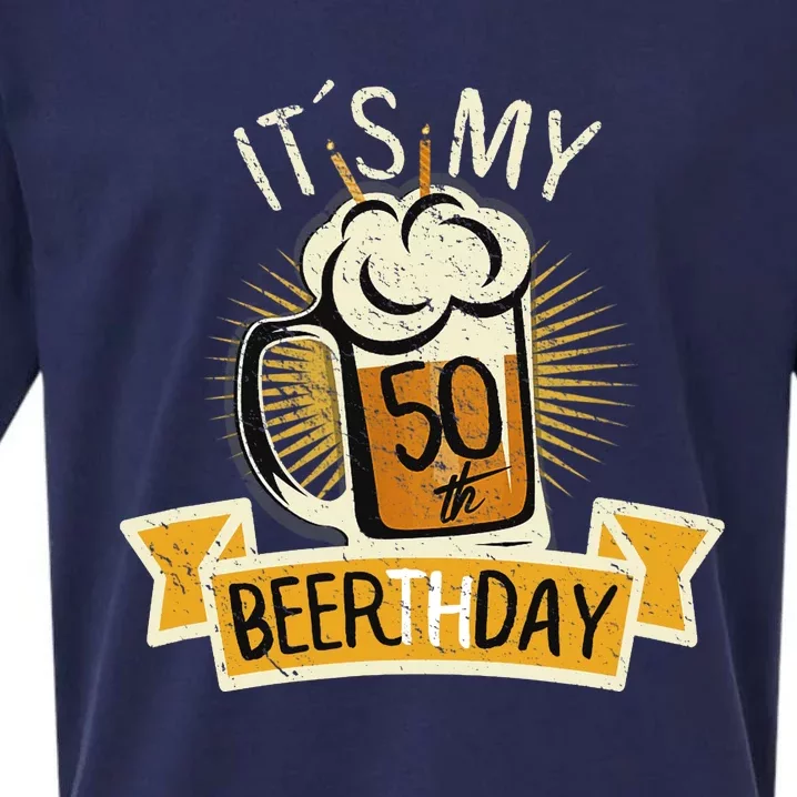 It's my 50th Beerth Day Birthday Beer Candle Sueded Cloud Jersey T-Shirt