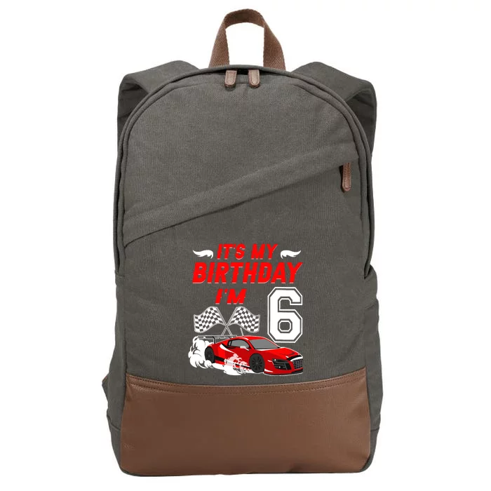 ItS My 6th Birthday Boy Race Car Racing 6 Years Old Cotton Canvas Backpack