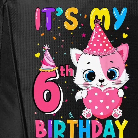 It's My 6th Birthday Funny Cat Birthday 6 Year Old City Backpack