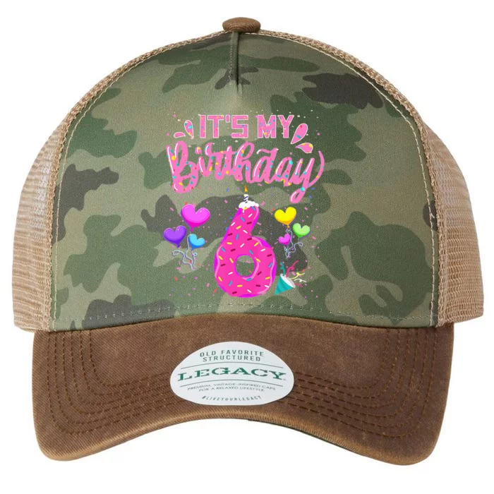 Its My 6th Birthday Doughnut Happy 6 Years Old Girl Kids Legacy Tie Dye Trucker Hat