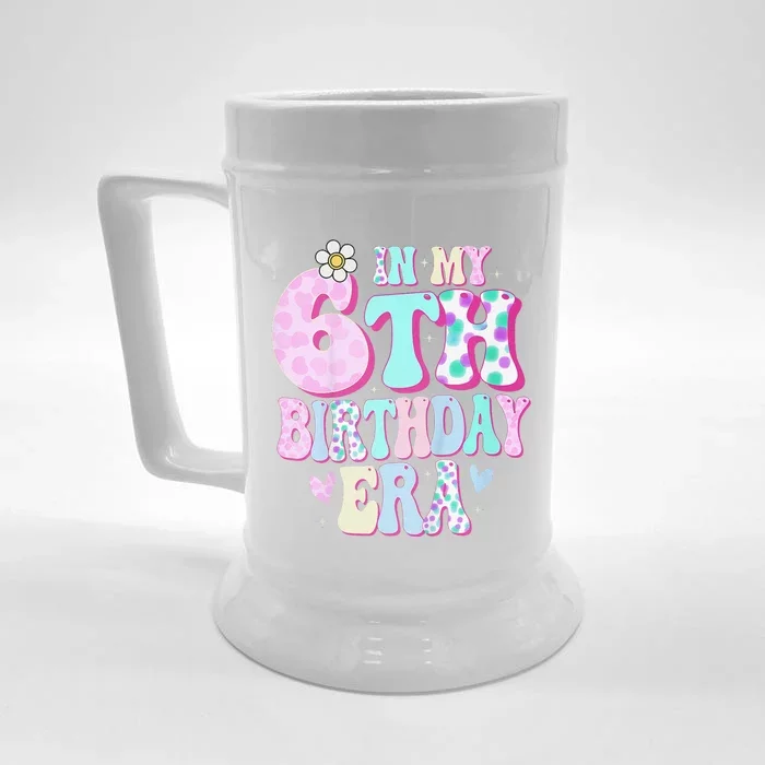 In My 6th Birthday Era Girl Gifts Six Bday 6 Year Old Cute Front & Back Beer Stein