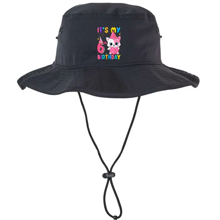 It's My 6th Birthday Girl Funny Cat Birthday 6 Year Old Legacy Cool Fit Booney Bucket Hat