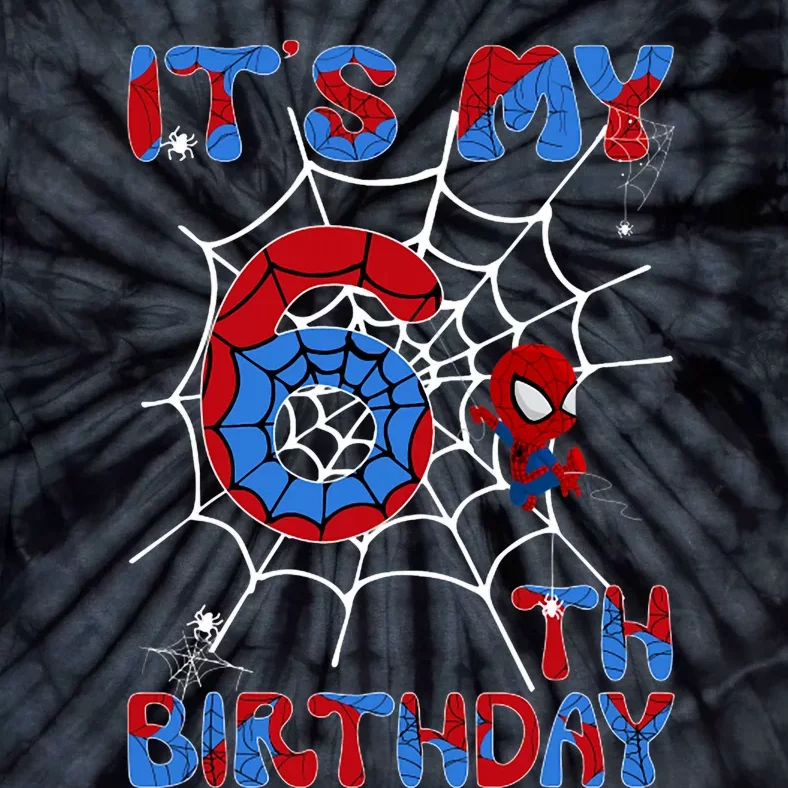 Its My 6th Birthday Spider Web 6 Year Old Tie-Dye T-Shirt