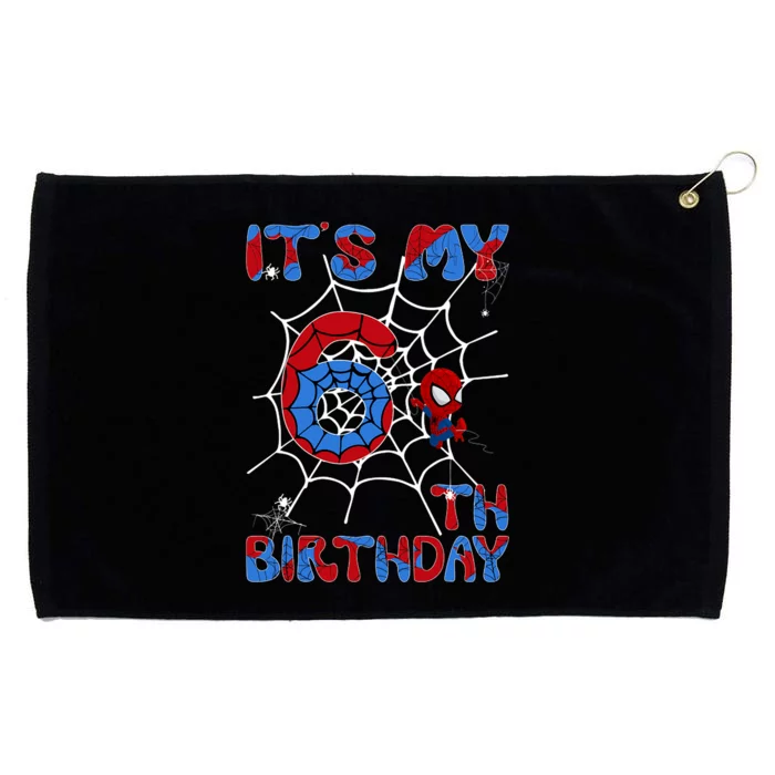 Its My 6th Birthday Spider Web 6 Year Old Grommeted Golf Towel