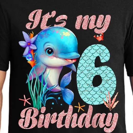 It's My 6th Birthday Dolphin Shark 6 Year Old Sea Fish Ocean Pajama Set