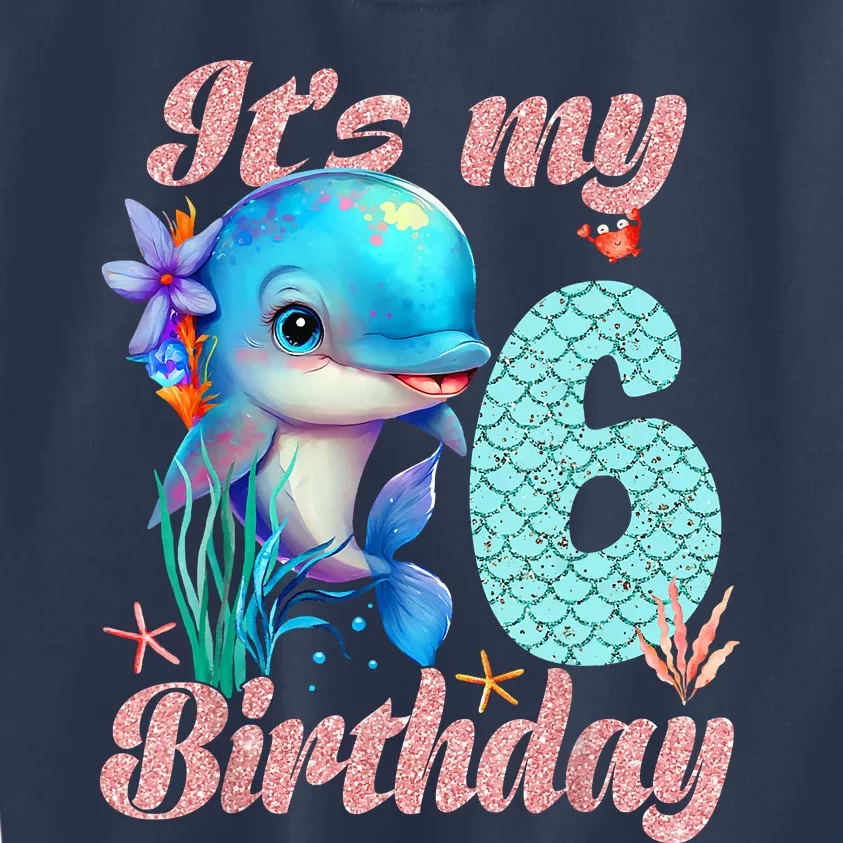 It's My 6th Birthday Dolphin Shark 6 Year Old Sea Fish Ocean Kids Sweatshirt