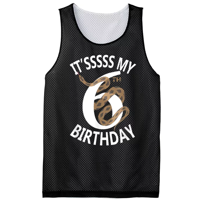 Its My 6th Birthday 6 Years Old Snake Boy And Girl Party Mesh Reversible Basketball Jersey Tank