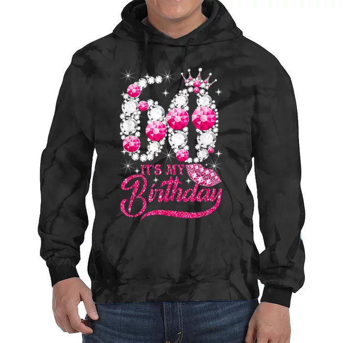 It's My 60th Birthday Cute Gift Queen 60 Years Old Shoes Crown Diamond Gift Tie Dye Hoodie