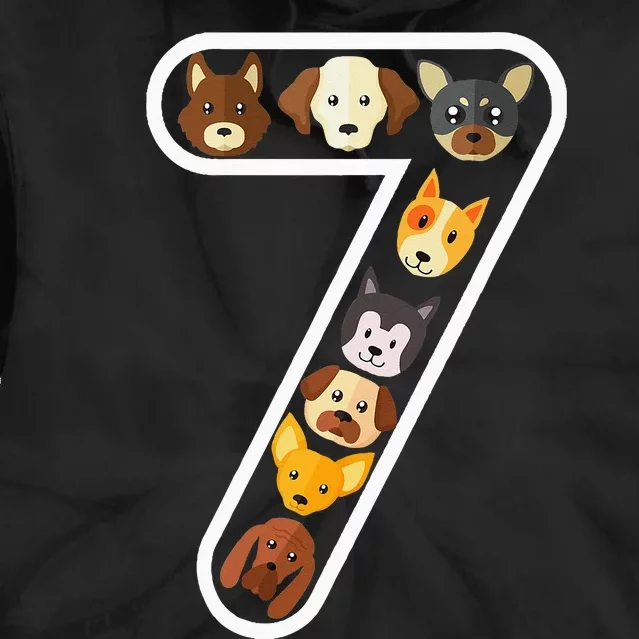 It's My 7th Birthday Dog Lover 7 Years Cute Puppies Tie Dye Hoodie