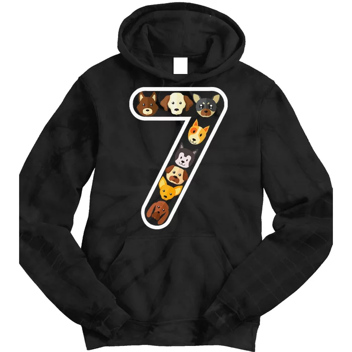 It's My 7th Birthday Dog Lover 7 Years Cute Puppies Tie Dye Hoodie