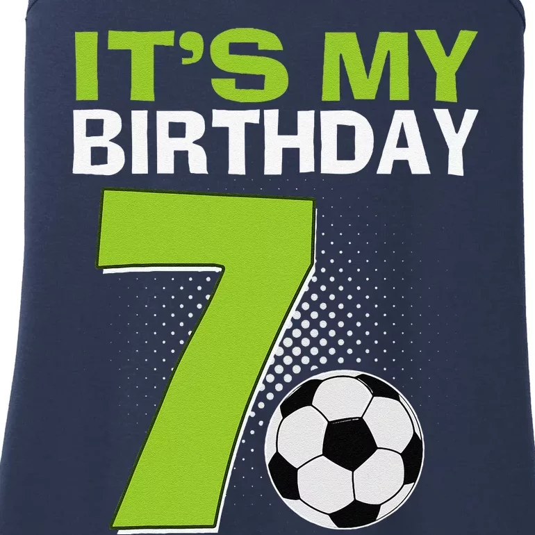 ItS My 7th Birthday Boy Soccer Football 7 Years Old Ladies Essential Tank