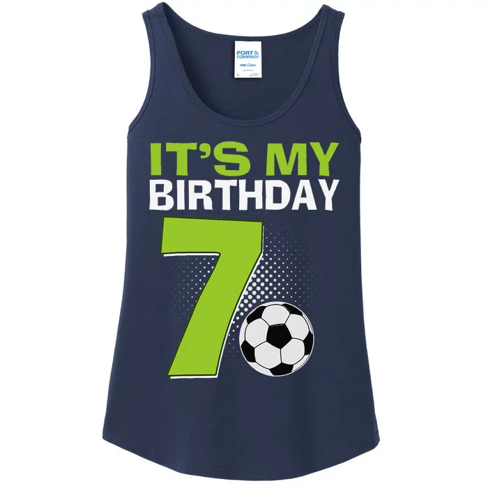 ItS My 7th Birthday Boy Soccer Football 7 Years Old Ladies Essential Tank