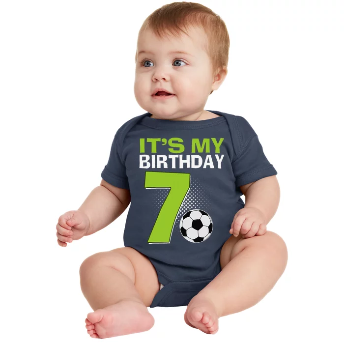 ItS My 7th Birthday Boy Soccer Football 7 Years Old Baby Bodysuit