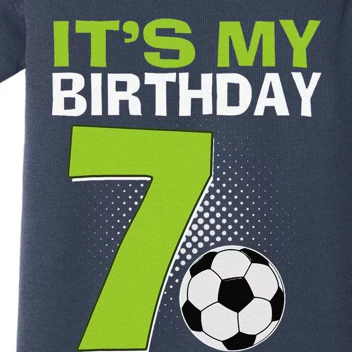 ItS My 7th Birthday Boy Soccer Football 7 Years Old Baby Bodysuit